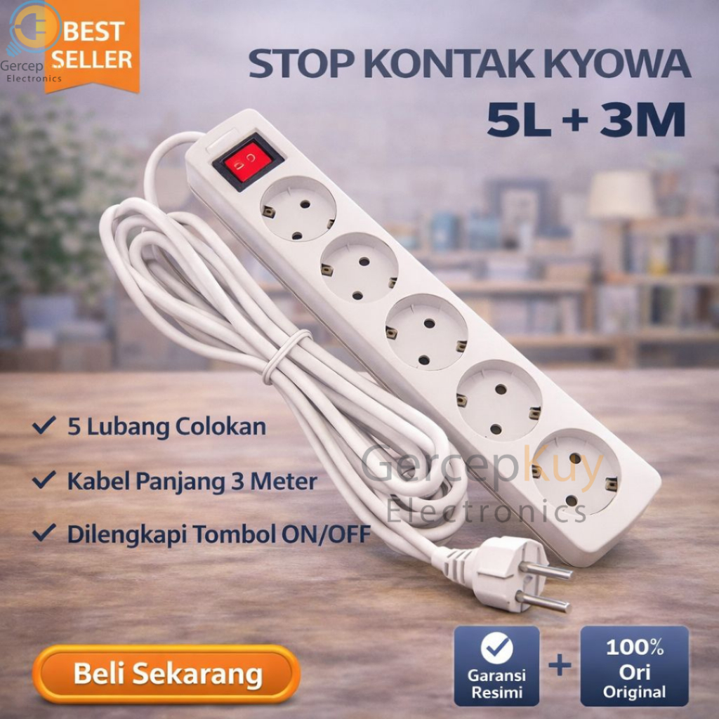 Stop Kontak Kyowa 5 Lubang 3 Meter