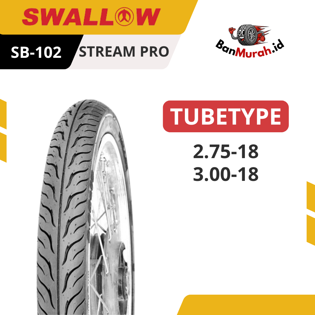 Ban Luar Motor Swallow SB-102 STREAM PRO Ukuran 275 300 Ring 18 TUBETYPE (NON TUBELESS)