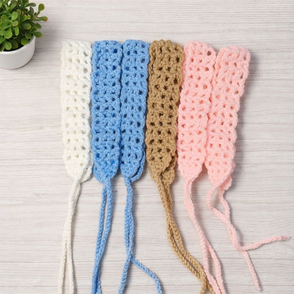 [PO] Crochet Mesh Headband/ Bandana/ Bando Simple Polos Jaring-jaring [Rajutan, 100% Handmade]