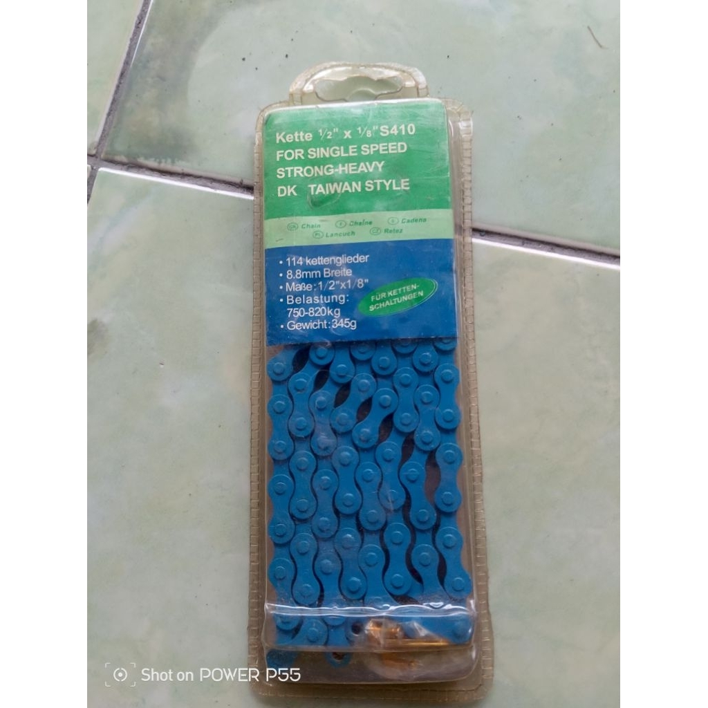 rantai sepeda singgel sped BMX, pixy warna biru