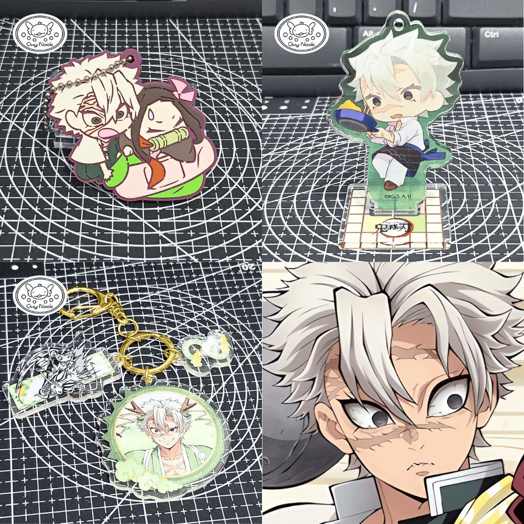 Demon Slayer KNY Official Merch Acrylic Standee & Rubber Keychain Sanemi Shinazugawa