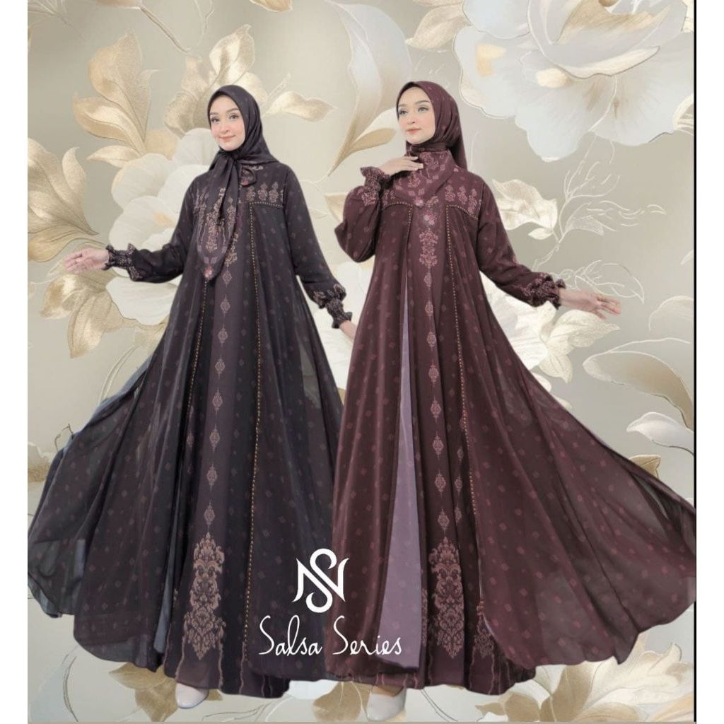 Sahara Series / Gamis Ceruty BabyDoll Printing Set Hijab Voal / COD