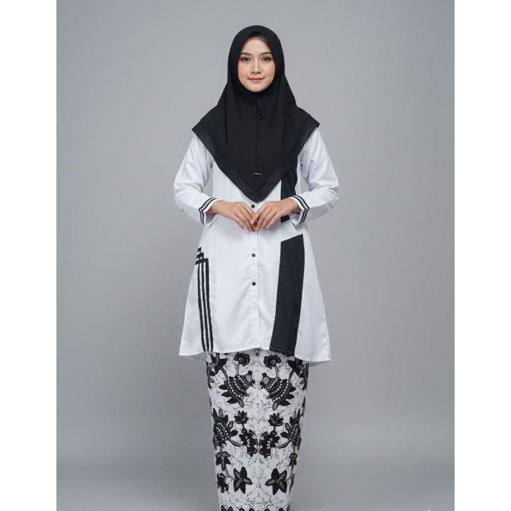 SETELAN BAJU SANTRI PUTRI WARNA PUTIH BAHAN TEBAL DAN HALUS SATU PAKET SETELAN SANTRIWATI ATASAN WAN