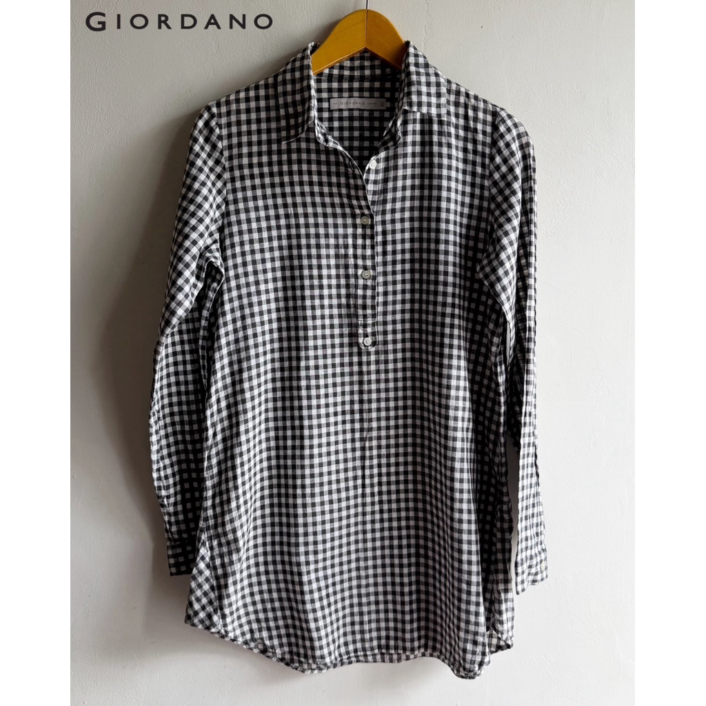 tunik giordano kotak hitam putih