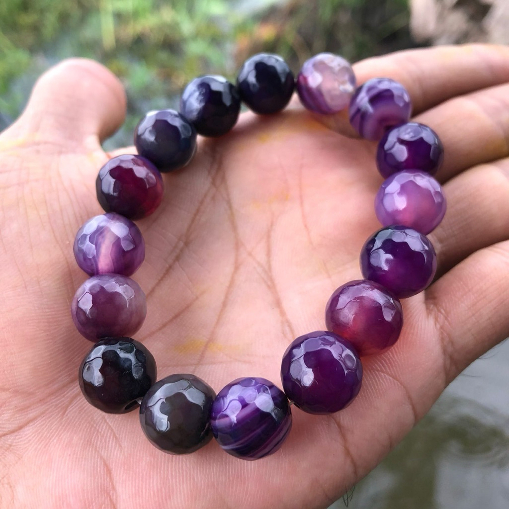 Gelang Batu Kecubung Ungu Asli Barang Tua