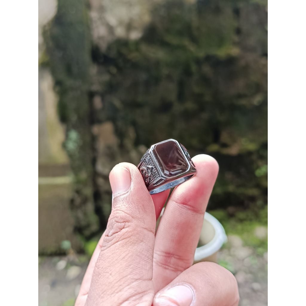 cincin batu akik yaman Wulung kotak cutting orginal