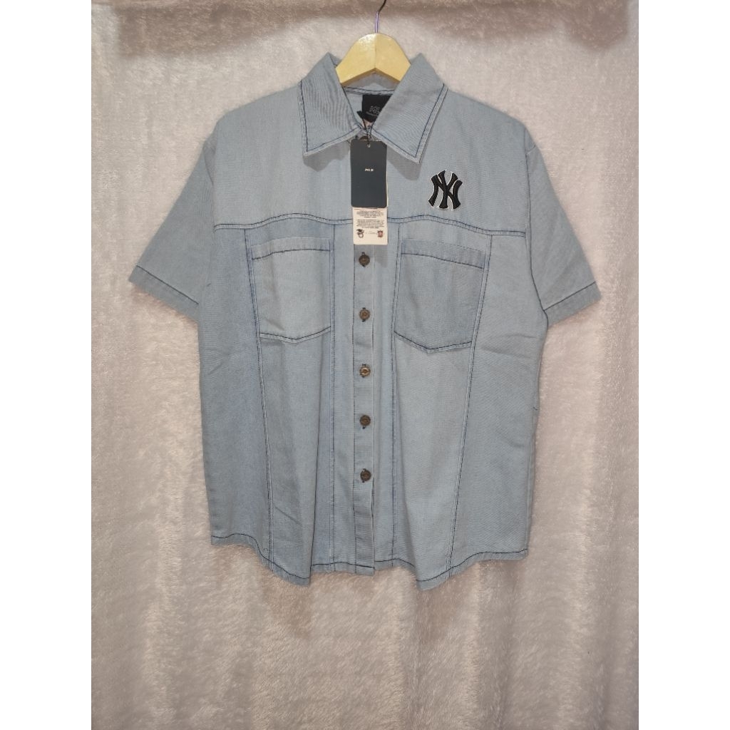 Kemeja Denim Lengan Pendek MLB