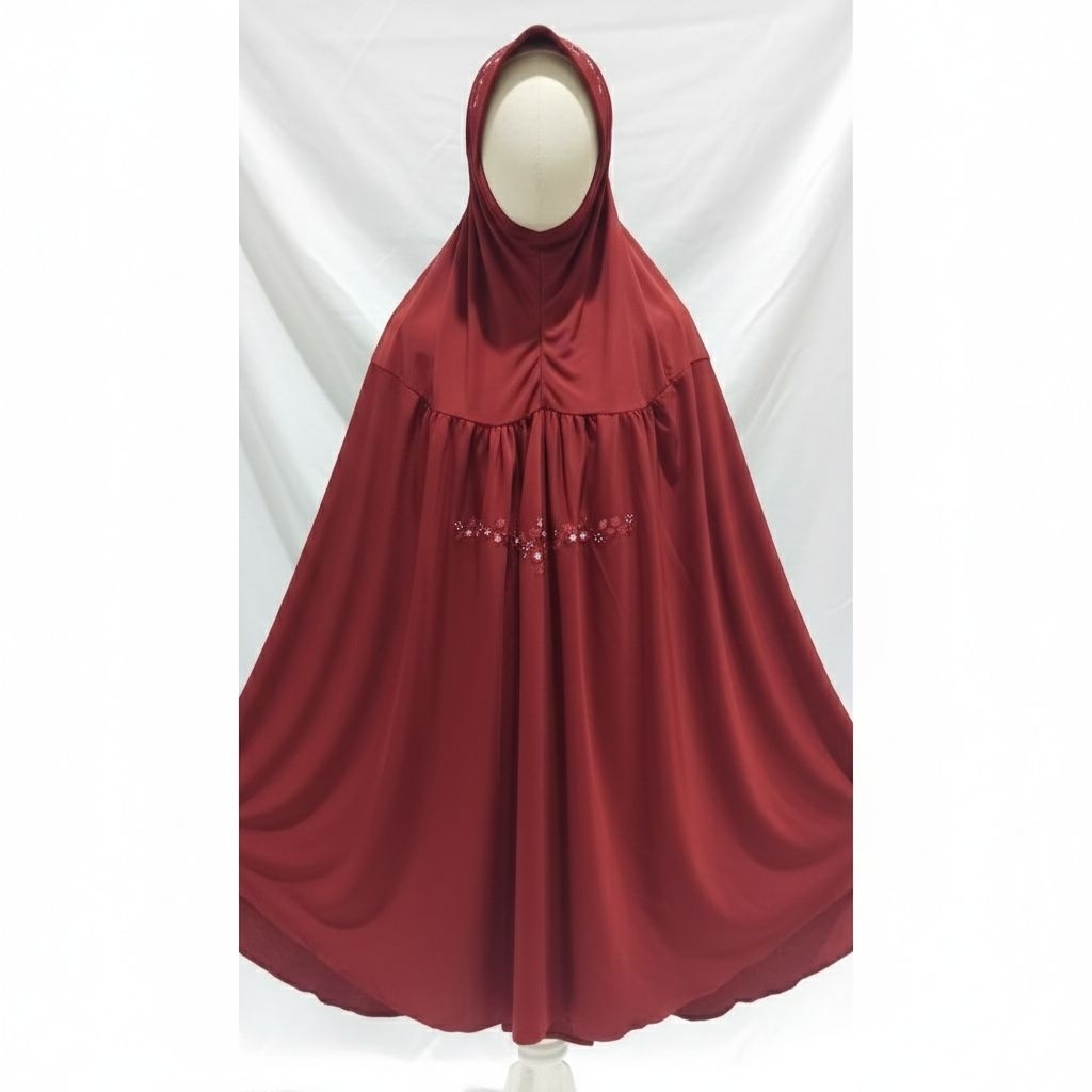 Jilbab Bergo Anak Pinguin Payet Mutiara – Khimar Instan Jersey Cantik & Elegan