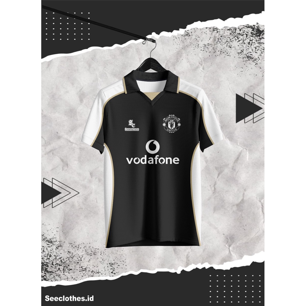 Jersey Vintage Seeclothes.id Fantasy MU Hitam Putih 3rd 2001/2002