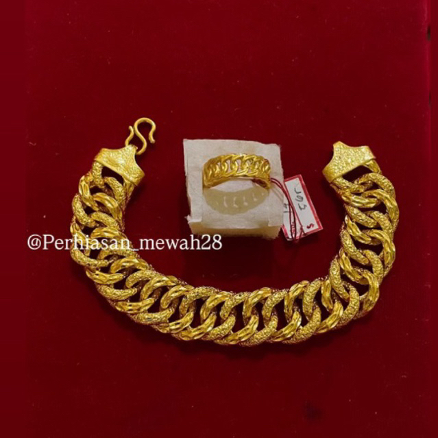 set perhiasan gelang lipan jumbo free cincin rantai
