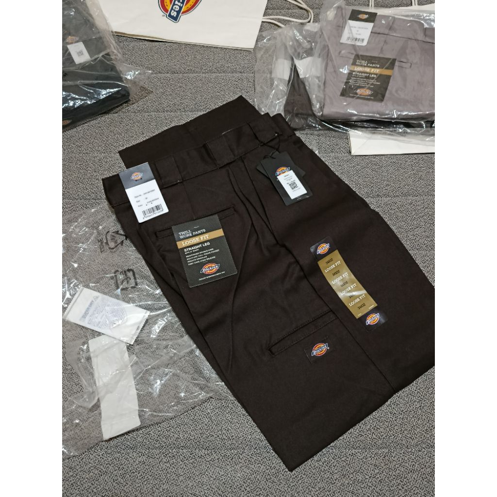 DICKIES DOUBLE KNEE LOOSE FIT DARK BROWN 34x32