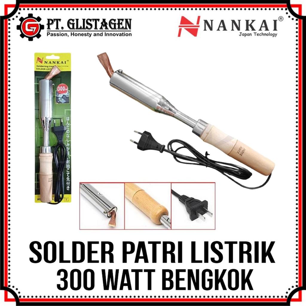 Nankai Solder Listrik 300 Watt Gagang Kayu Alat Patri Listrik 300W Soldering Iron 300Wat Ujung Bengk