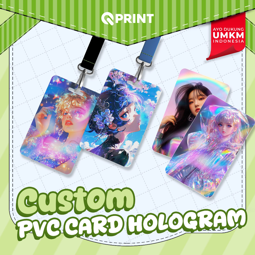 Cetak Custom Photocard Hologram / Custom PVC Card Hologram / Kartu Hologram Bahan PVC Tebal / Lomo C