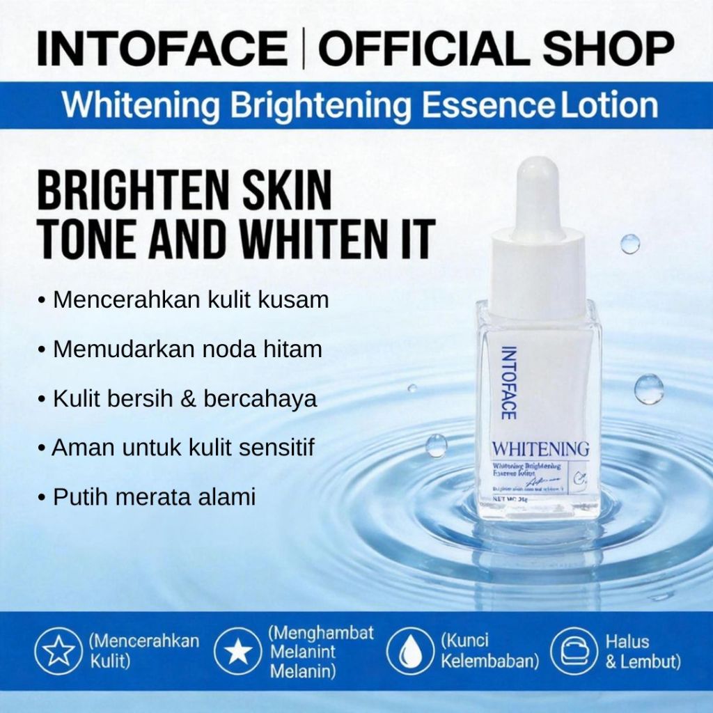 INTOFACE Whitening Serum Pemutih Wajah Anti Flek Hitam Pencerah Kulit Teruji Klinis 100% Aman untuk 