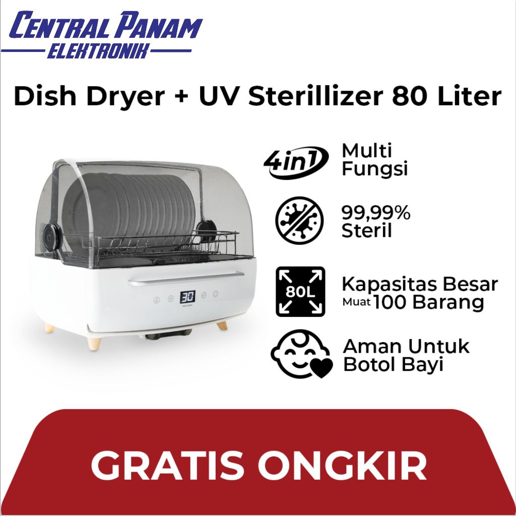 POLYTRON Dish Dryer UV PDD 801UV 80 Liter Central Panam Elektronik