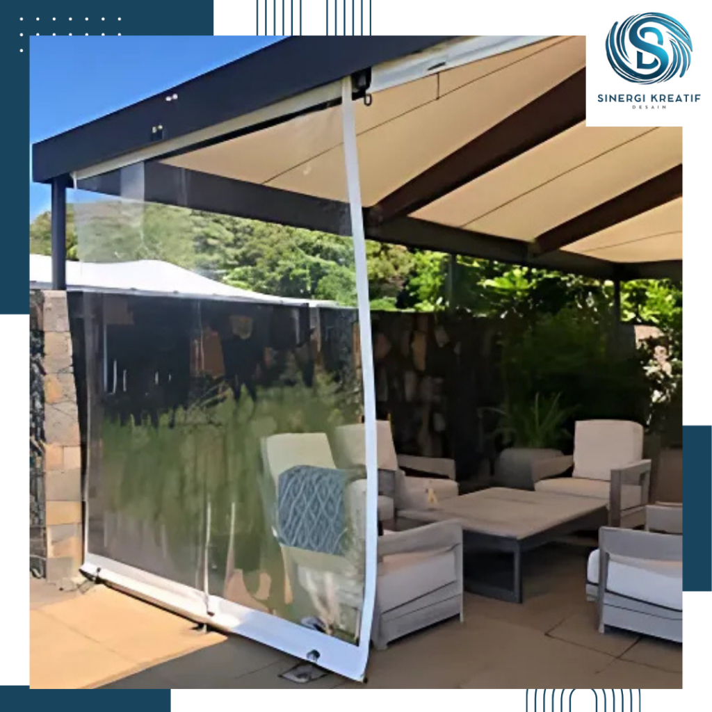 Tirai Outdoor Transparan / Monsoon Blind / Anti Air Dan Tahan Panas