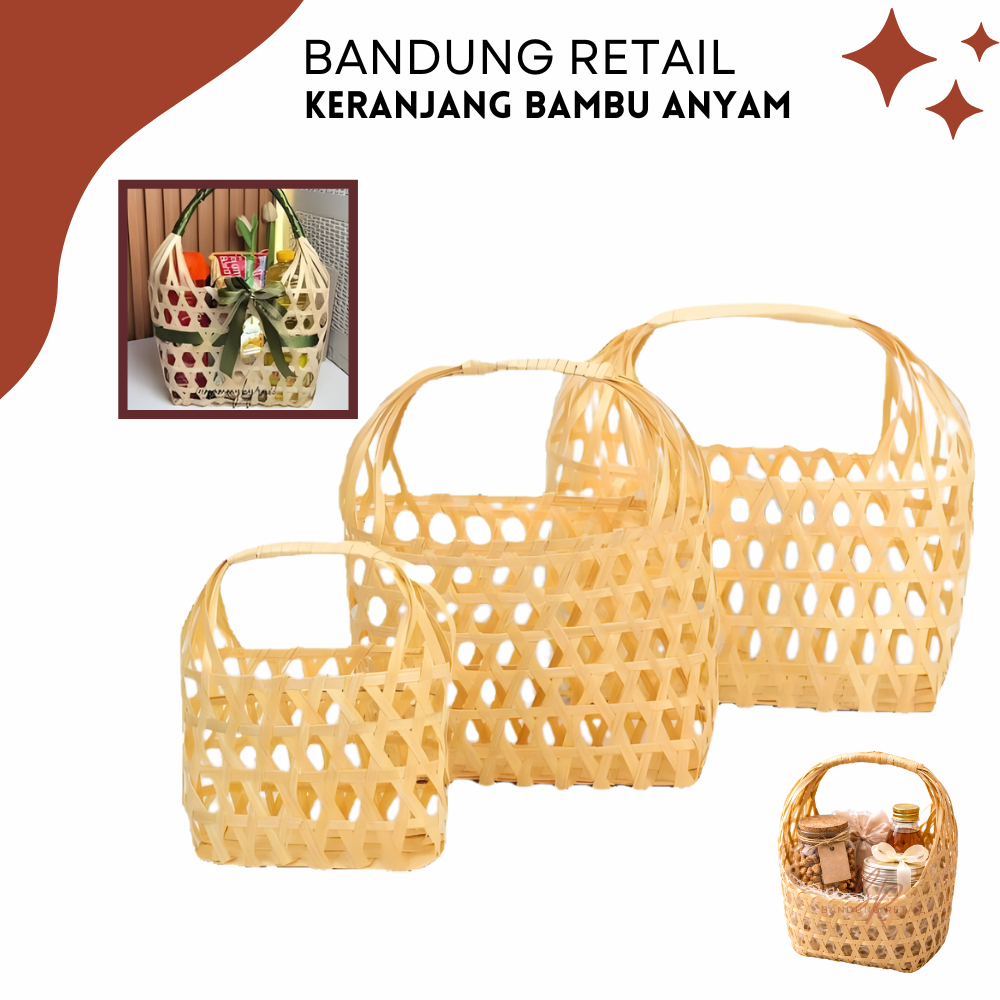 Tas Bambu Keranjang Hampers Lebaran Anyaman Unik 4 Size Souvenir