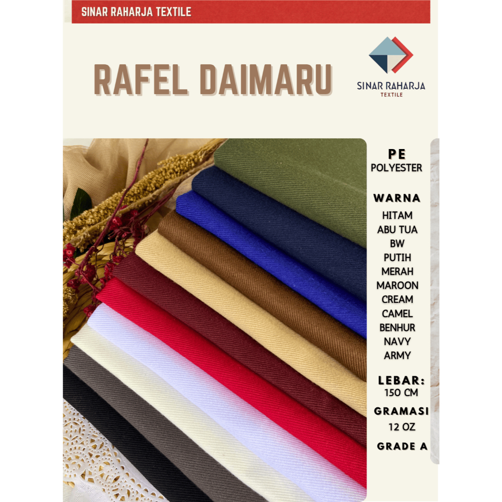 RAFEL DAIMARU WARNA/KAIN TWILL/KAIN KANVAS/KAIN TWILL PE