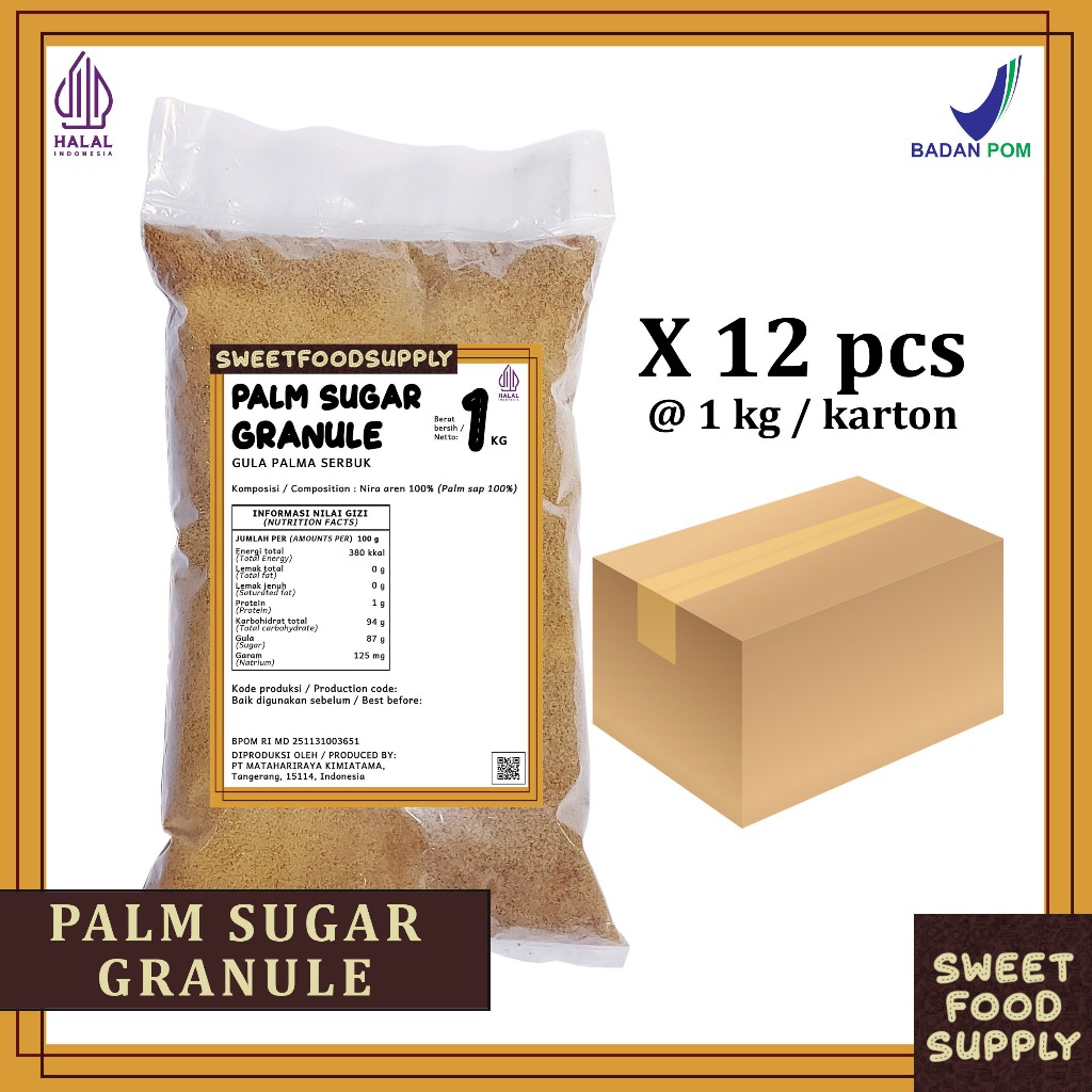 Palm Sugar Granule/Gula Aren 1kg [isi 12pcs/karton]