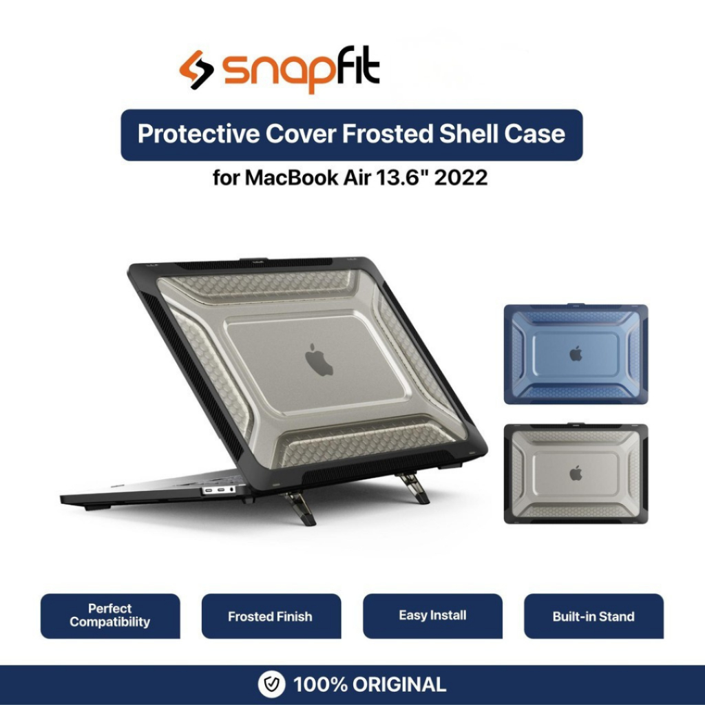 SNAPFIT Case Compatible for MacBook Air M3 M2 13.6 2022 SNAPFIT Full Cover Rugged Clear Transparent
