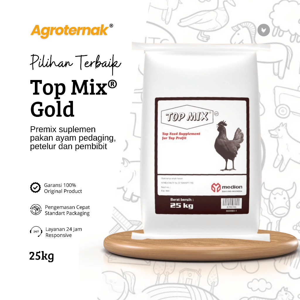 MEDION Top Mix 25kg Premiks Ayam Multivitamin Mineral Asam Amino Unggas Pedaging Petelur Pembibit