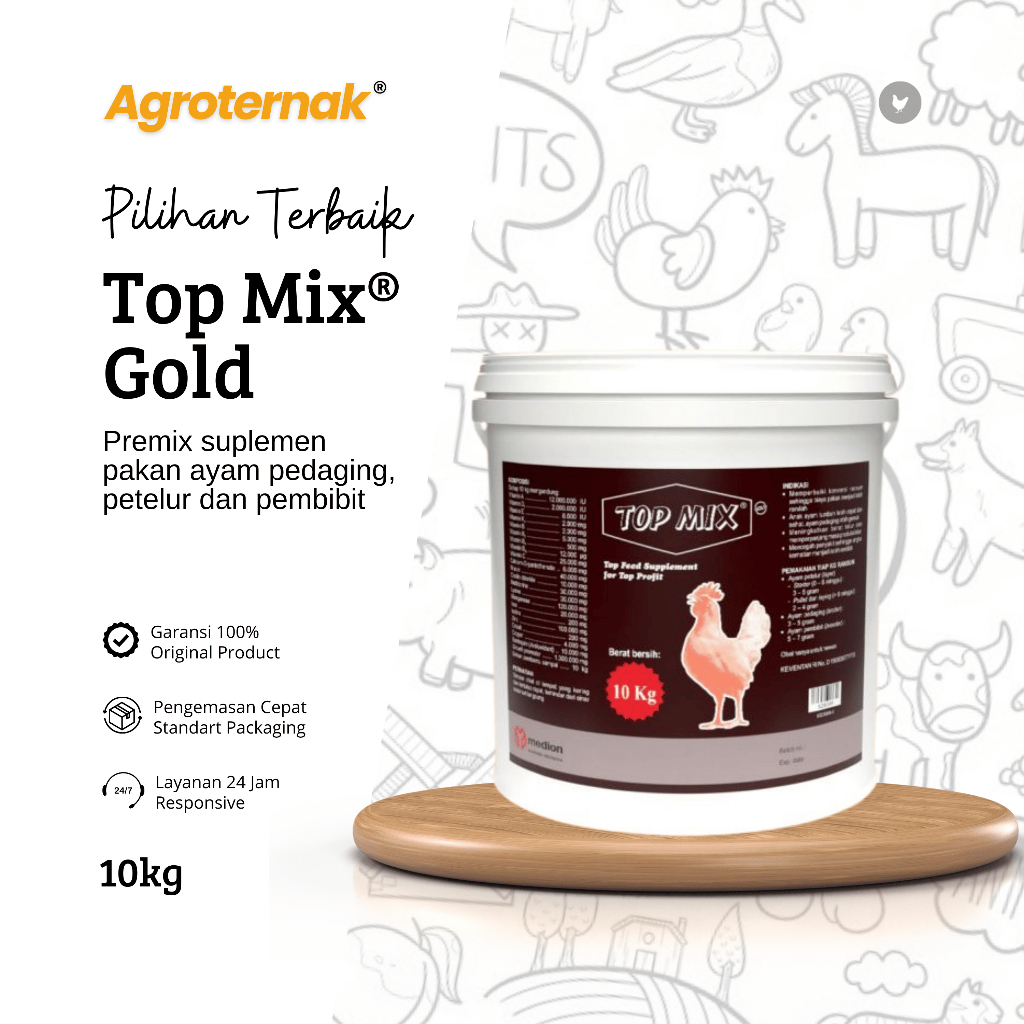 TOP MIX 10kg Suplemen Pakan Ayam Vitamin Amino & Mineral Lengkap