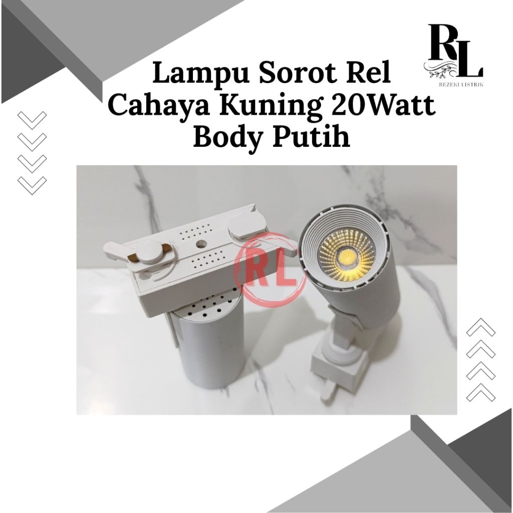 Lampu Sorot Rel 20Watt Tracklight Cahaya Kuning