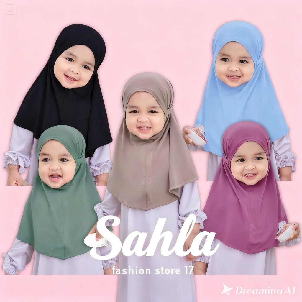 (COD) Jilbab Aisha uk 0-5 tahun / Bergo Baby Anak Perempuan Jersey Hijab Polos Premium Kerudung Leba