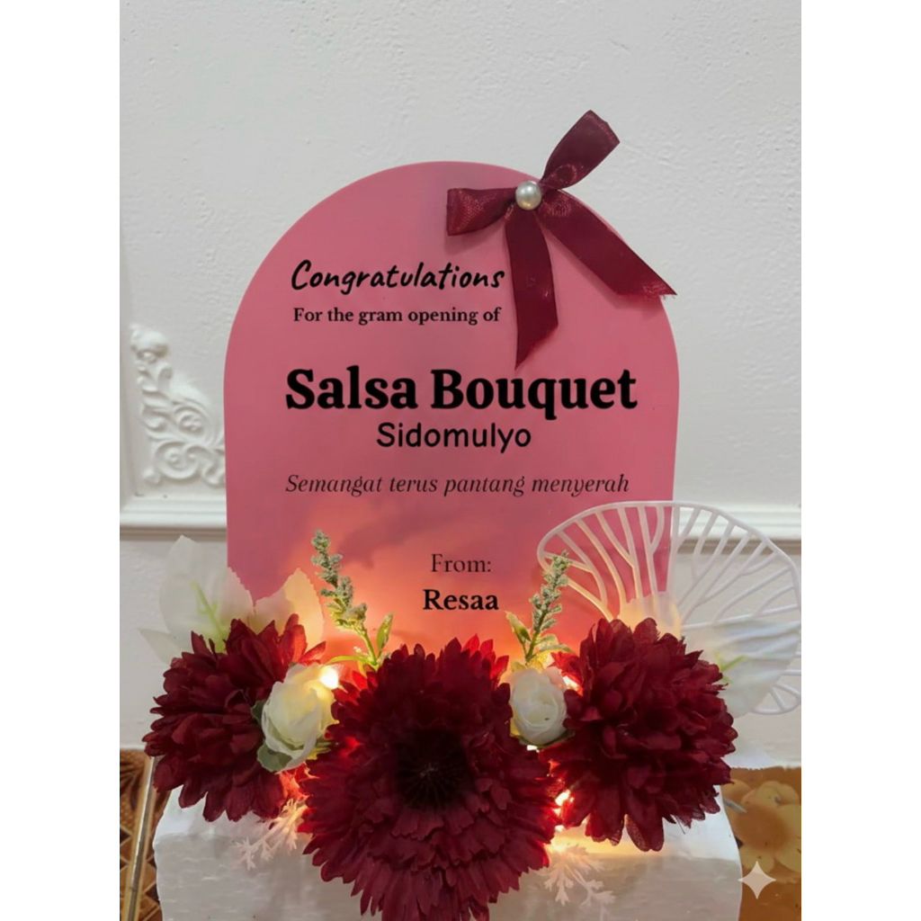 papan akrilik mini wisuda , grand opening , ulang tahun