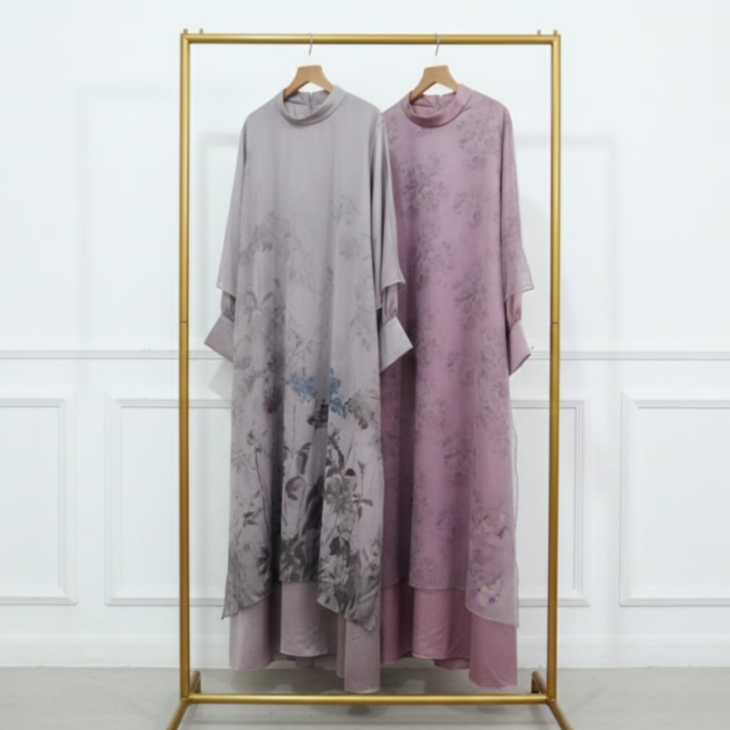 MARWA DRESS ORGANZA PREMIUM NON BUSUI/DRESS ORGANZA MOTIF FLOWER