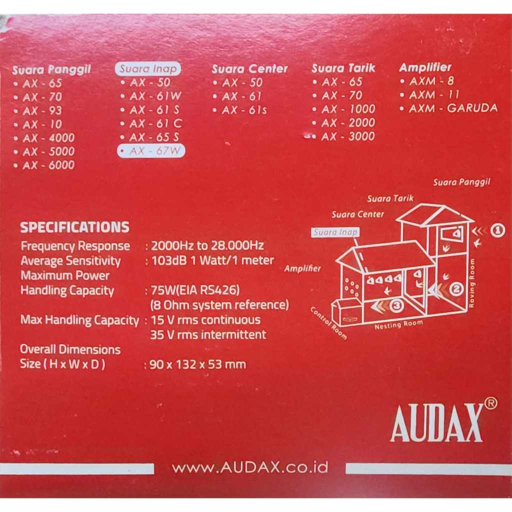 (JUAL 1 DUS) TWEETER SPEAKER WALET AUDAX AX 67 W / AX67W / AX 67W ORIGINAL
