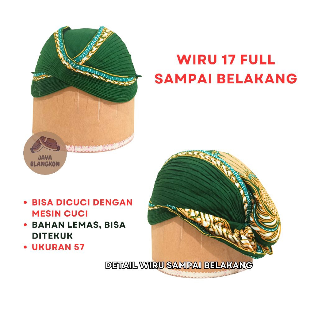 Blangkon Parang Klitik Gurdo Full Kain Wiru Hijau