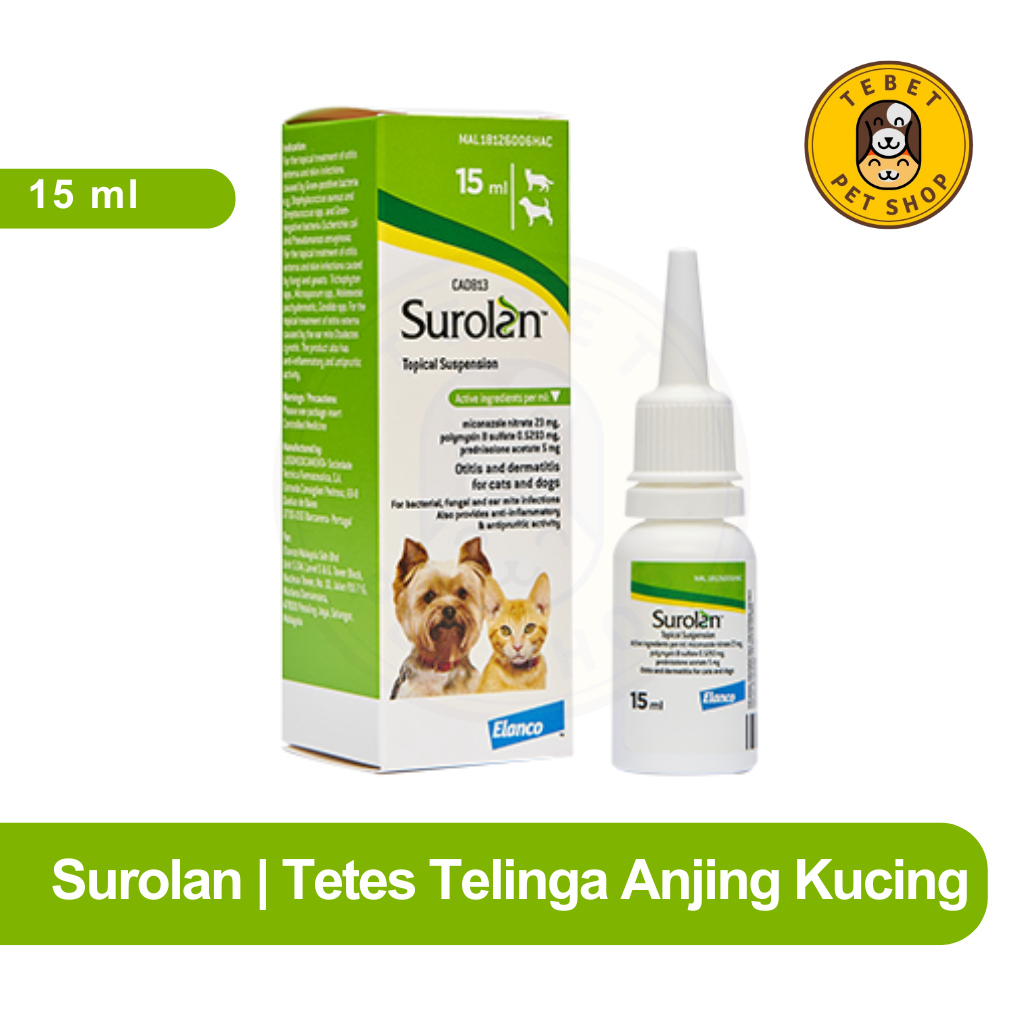Surolan 15ML Obat Telinga Anjing Kucing Earmites Jamur Radang
