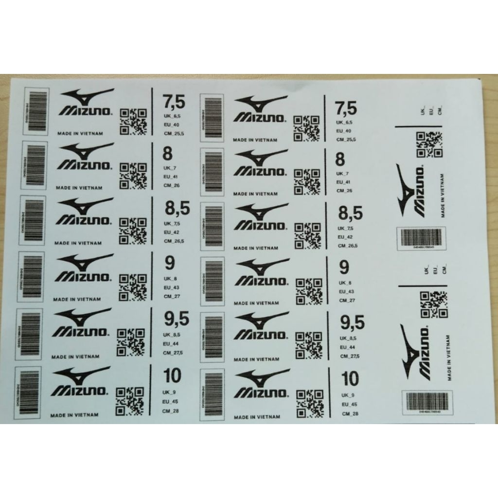SIZE SEPATU SANDAL STICKER LABEL BOX INNERBOX ISI 14 PCS