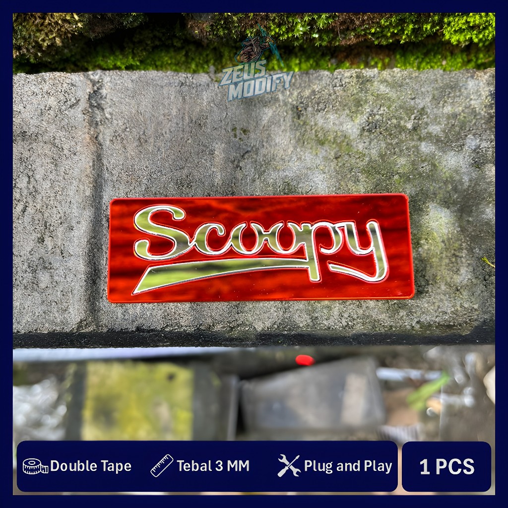 EMBLEM REFLEKTOR MATA KUCING HONDA SCOOPY SPAKBOR BEALAKANG BAHAN AKRILIK BUKAN STICKER 1PCS