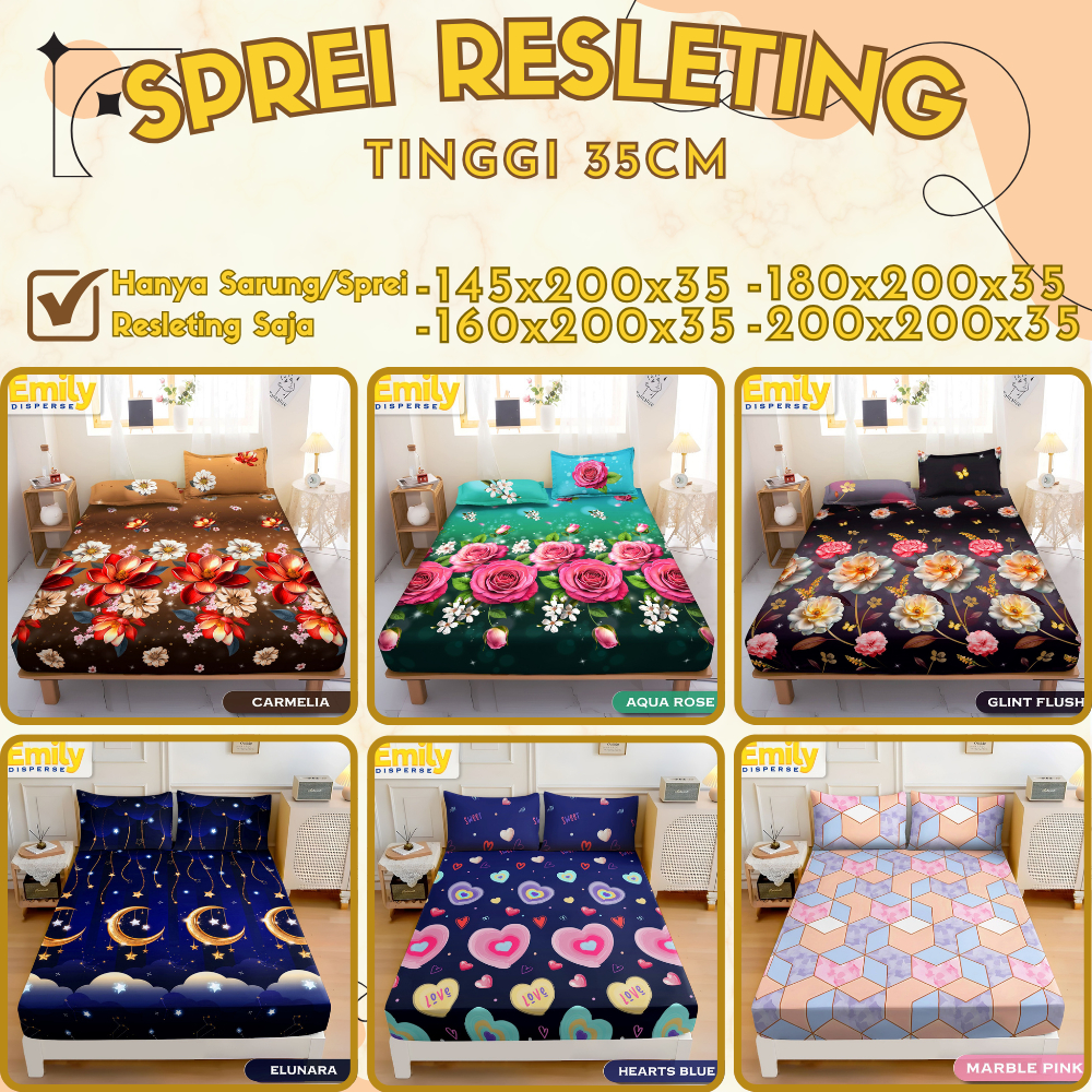 Sprei Resleting / Sarung Kasur Busa Resleting Tebal/Tinggi 35cm Lebar 145,160,180,200 - Cover Kasur 