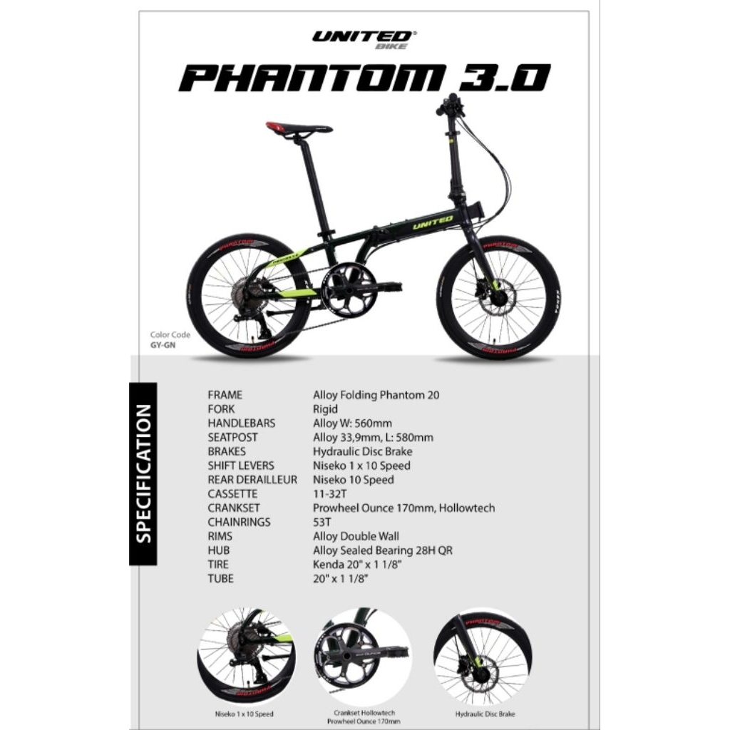 SEPEDA LIPAT UNITED 20 PHANTOM 3.0