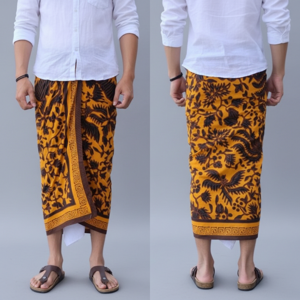 Set Kain Batik Lilit Pria Premium Jumbo – Sarung Jarik & Udeng Bali Elegan Pakaian Adat