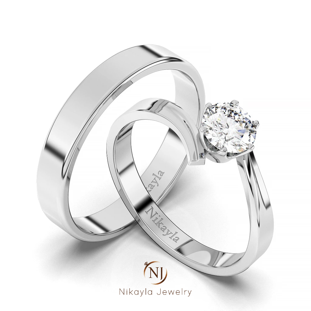 Nikayla Jewery - Cincin Couple Palladium 1.5K Murni Elegan