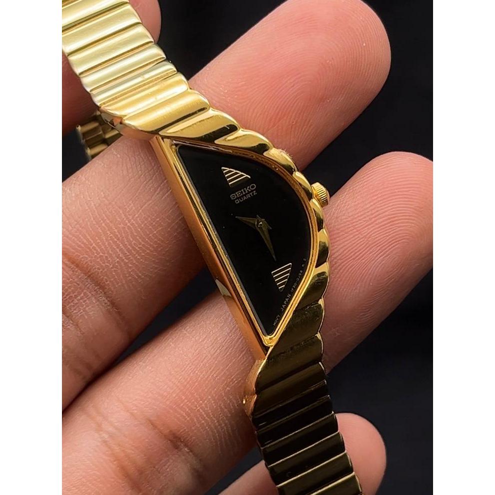 Vintage Seiko Half Moon Gold Tone 1980s Rare Item