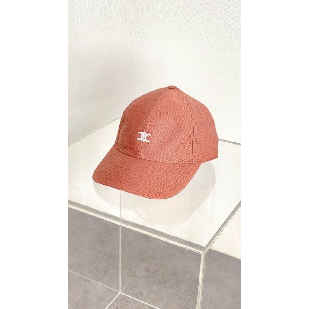 Celine Triomphe cotton Baseball Cap Cuivre Rose