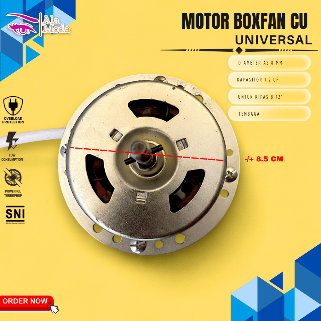 ALAMODA Dinamo Mesin Kipas Angin Boxfan 8-12 Inch / Kipas Duduk Kotak – Full Tembaga/CU