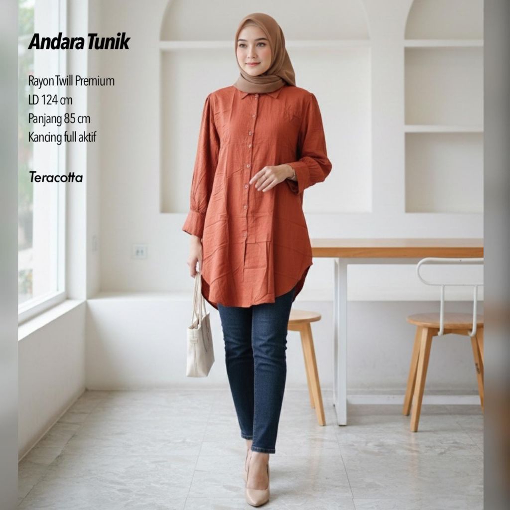 ANDARA TUNIK JUMBO RAYON TWILL / Tunik Polos / Tunik Rayon / Tunik Jumbo