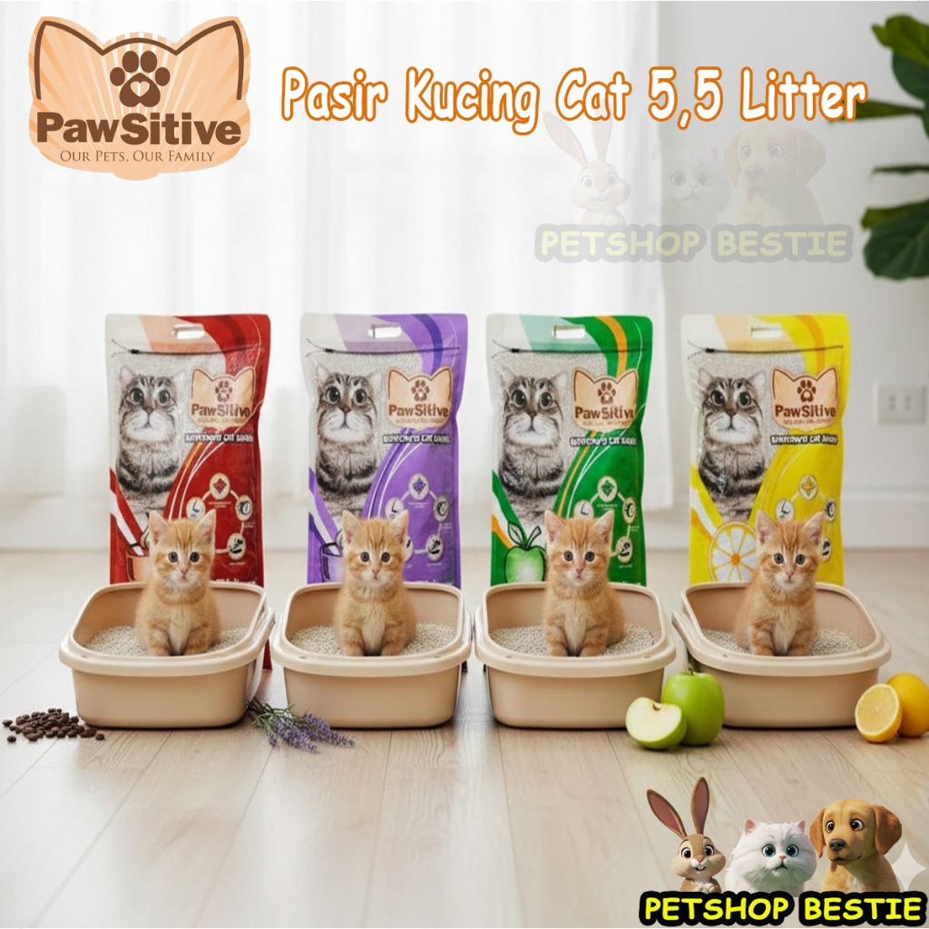 Pasir Kucing Pawsitive 5,5 Liter - Pasir kucing Gumpal wangi - Pasir Gumpal Pawsitive 5.5 L - Pasir 