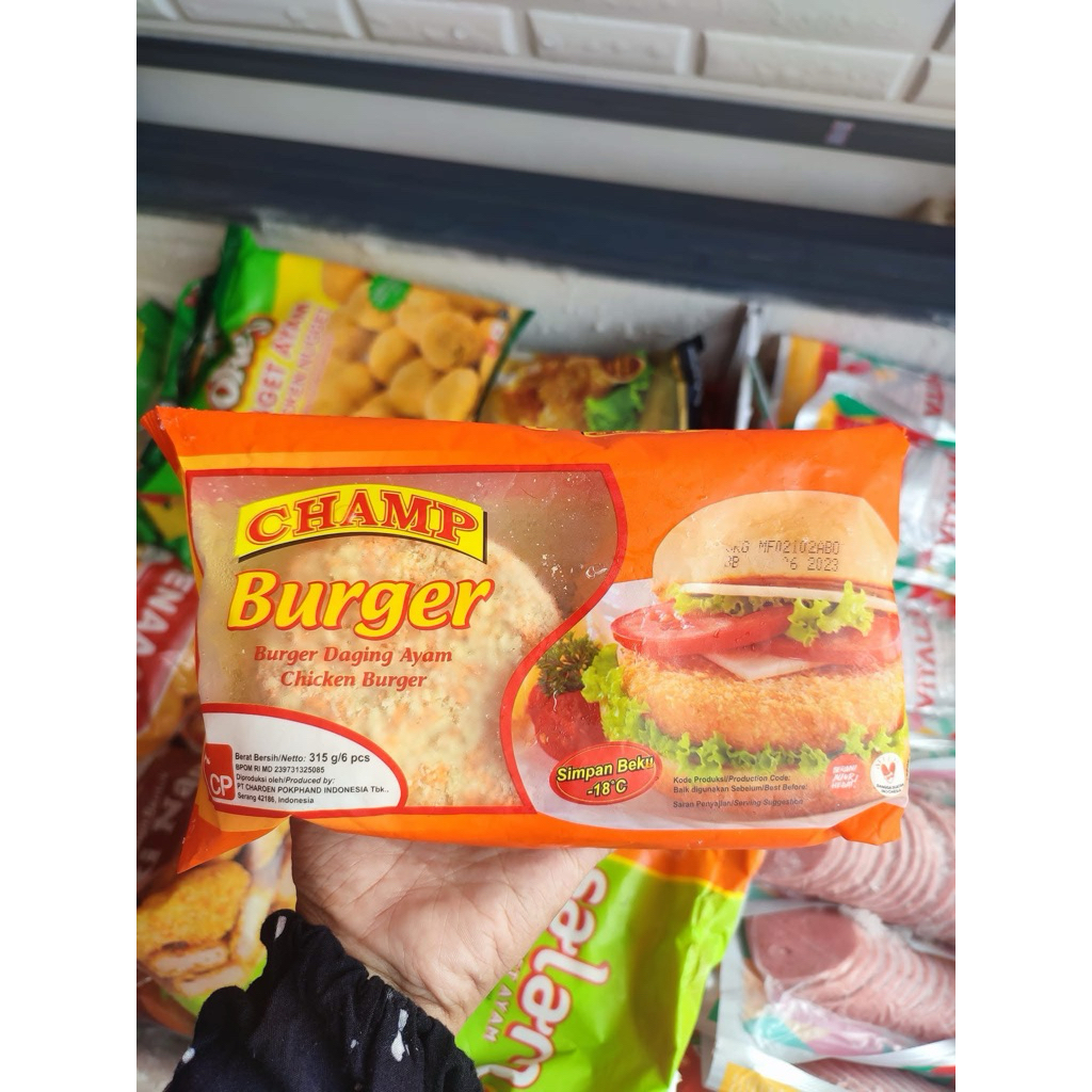 champ burger / daging burger ayam champ