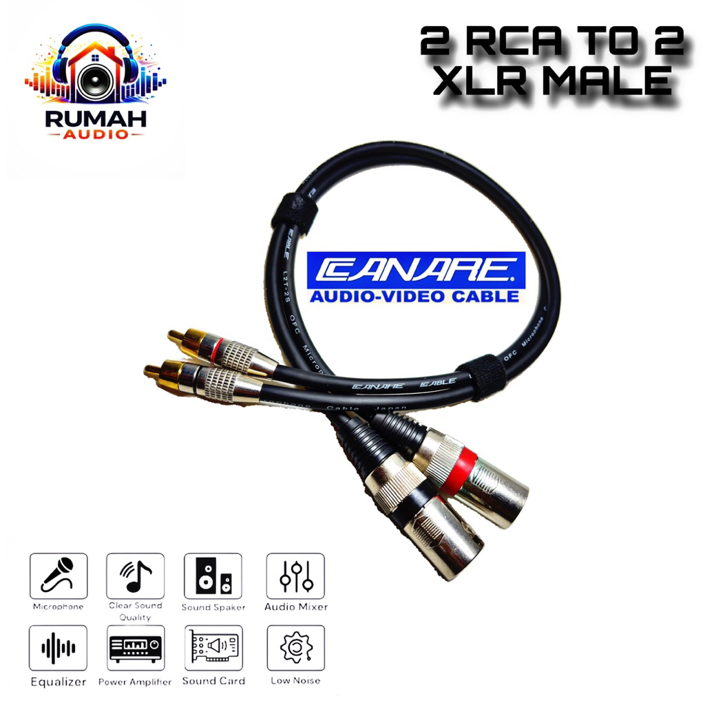 STANDAR JAPAN - Kabel Audio Profesional Sepasang RCA to 2 XLR Male Panjang (50cm - 15m) - Suara Jern