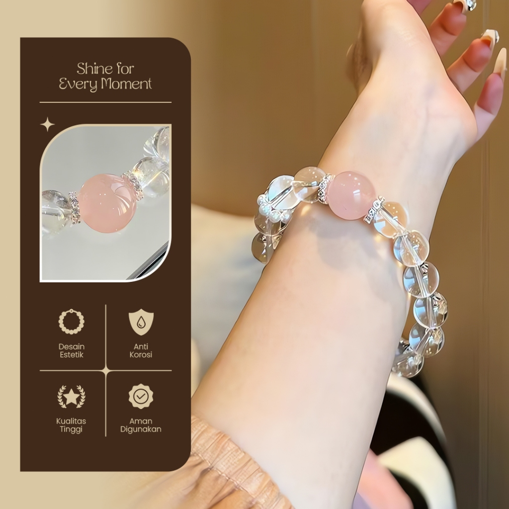 Gelang Crystal Quartz Batu Alam Aquamarine Gelang Zhao Lusi Handmade Gelang Manifestasi Object Manif