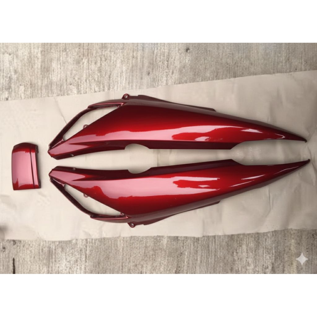 body samping kanan kiri Supra x 125 Batman warna merah maroon