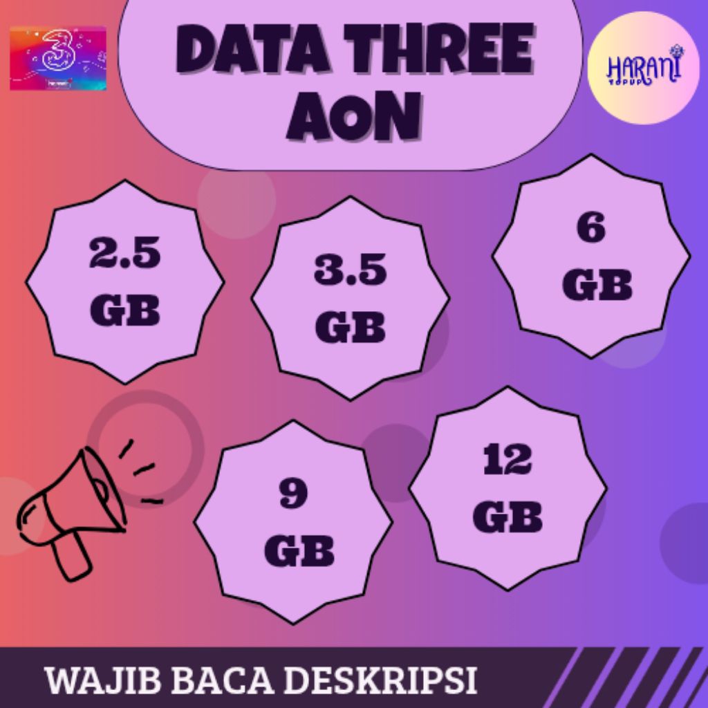 Paket Data THREE AON | Paket Data TRI AON | Kuota THREE AON | Internet TRI AON | Kuota LANGSUNG MASU