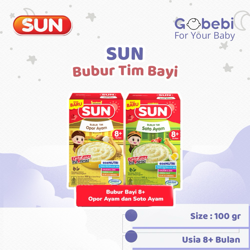 SUN Bubur Tim Bayi 8 Bulan+ Cinta Rasa Indonesia - Opor Ayam & Soto Ayam 100g - Makanan Bayi MPASI B